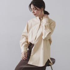 オックスバンドカラーシャツ【洗濯機洗い可】