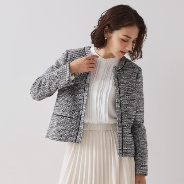 通勤・セレモニー　コットンツイードミドルジャケット　38 M 通勤・セレモニー対応》コットンツイードミドルジャケット（ノー