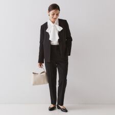 ≪通勤・セレモニーセットアップ対応≫ テーパードパンツダブルクロス【洗濯機OK】