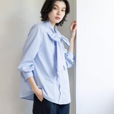 ≪通勤・セレモニー対応≫ボウタイシャツブラウス【洗濯機OK】