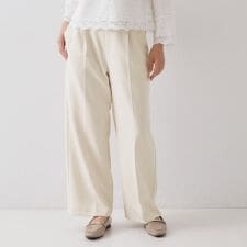 ≪通勤・セレモニーセットアップ対応≫ ワイドパンツダブルクロス【洗濯機OK】