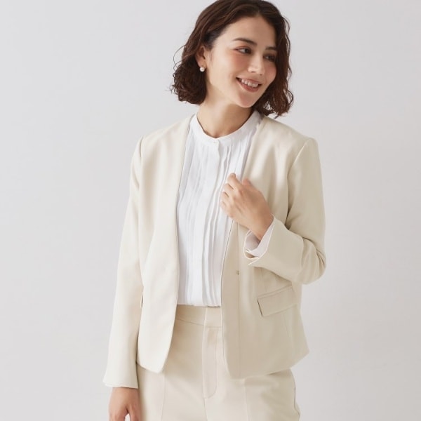 通勤・セレモニー対応》コットンツイードミドルジャケット