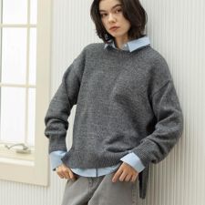 リラクシークルーネックニット【洗濯機OK】 | オペークドットクリップ