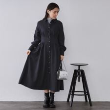 ウエストタックフィット＆フレアワンピース【洗濯機OK】