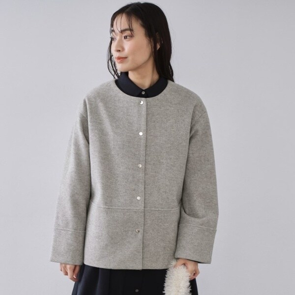 5colorXS-LLsize》ウール混ノーカラーショートコート | インデックス