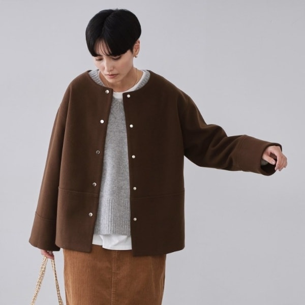 S-LLsize》ウールカシミヤブレンド キルティングドッキング