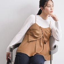 オペークドットクリップ(OPAQUE.CLIP)のサテンキャミブラウス【洗濯機OK】