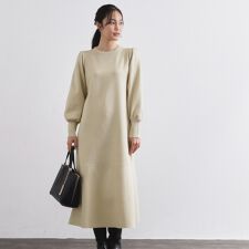 裾フレアニットワンピース【洗濯機OK抗ピル】