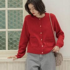 金ボタンラメニットカーディガン【洗濯機OK】