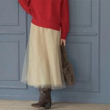 チュールイージーギャザースカート【洗濯機OK】