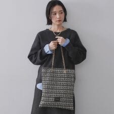ツイードコンビチェーンショルダートートバッグ【A4サイズ対応】