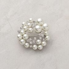 フェイクパール×ビジュー ラウンドブローチ