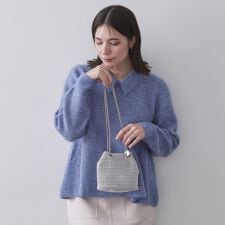 ラインストーン調シャイニー巾着ミニショルダーバッグ【2WAY】