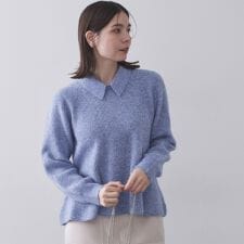 スパンコールラメ衿2WAYペプラムニット【洗濯機OK】