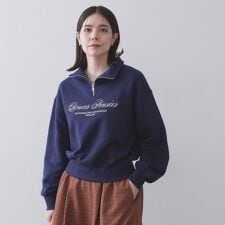 ハーフZIPロゴ刺繍裏毛【洗濯機OK】