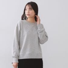 コード刺繍裏毛プルオーバー【洗濯機OK】
