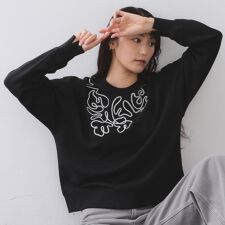 コード刺繍裏毛プルオーバー【洗濯機OK】