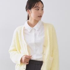 襟チュールシャツ【洗濯機OK】