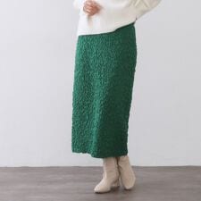 ジャカード編みニットナロースカート【洗える】