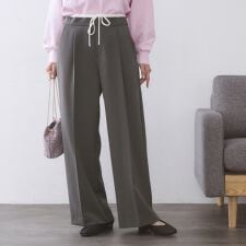 サテンレイヤード風ワイドパンツ【洗濯機OK】