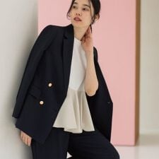 金ボタンダブルブレストテーラードジャケットセットアップ対応【洗える】《S～LL》