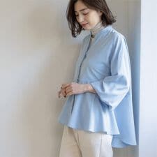 バイカラーアソート ペプラム前あきブラウス