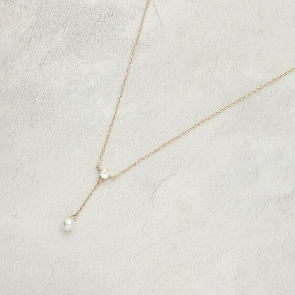 華奢ビジュー×フェイクパール ショートネックレス