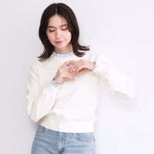 襟フリルドッキングニット【洗濯機OK】