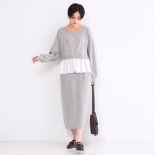 ペプラムドッキングニットワンピース【洗濯機OK】