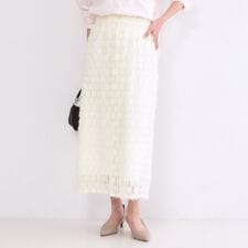 フリンジジャカードナロースカート【洗濯機OK】