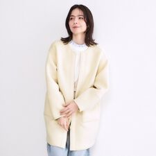 リバーシブル配色ノーカラーコート【洗濯機OK】