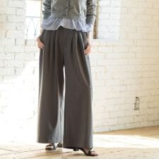 美脚ストレッチ イージータックワイドパンツ【洗濯機OK】