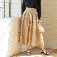 ドビードットタックフレアスカート【洗濯機OK】