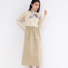 リブニットドッキングワンピース【洗濯機OK】