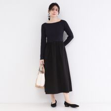 リブニットドッキングワンピース【洗濯機OK】