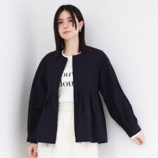 撥水ノーカラーペプラムブルゾン【洗濯機OK抗ピル】
