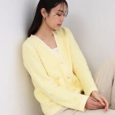 ツイードライクVネックニットカーディガン【洗濯機OK】