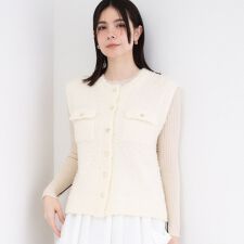 変形金ボタンニットベスト【洗濯機OK】