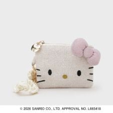 ◆【ハローキティ】フェイス型2WAYキラキラフラットポーチ