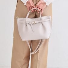 ベルトデザイン軽量シュリンク合皮ミドル