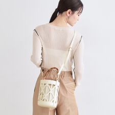 バンブーハンドルパンチングバケツ型バッグ
