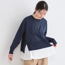 《ツインセット》ワイドニット×裾フレアタンクトップ【洗濯機OK】