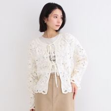 かぎ針風ニットカーディガン【洗濯機OK】