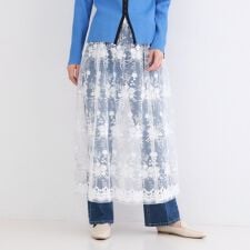 シアーレース刺繍レイヤードスカート【洗濯機OK】