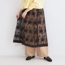 シアーレース刺繍レイヤードスカート【洗濯機OK】