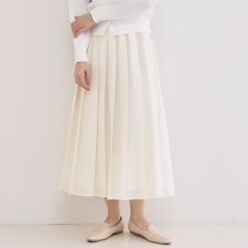 シアーリネンブレンドイージープリーツスカート【洗濯機OK】