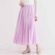 シアーリネンブレンドイージープリーツスカート【洗濯機OK】