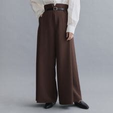 【es】ハイウエストタックワイドパンツセットアップ対応可【洗濯機OK】