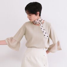 シアーフレアスリーブニット【洗濯機OK抗ピル】