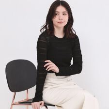 シアーボーダーリブニット【洗濯機OK】